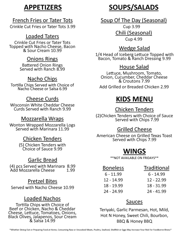 Food Menu Page 1